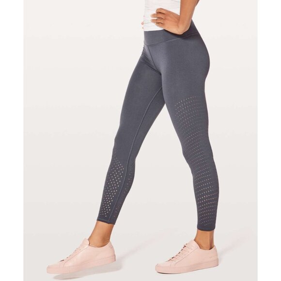 Lululemon Reveal 7/8 Gray Athletic Mesh Leg Tight Vortex 25" Women's Sz 4 - Picture 5 of 11
